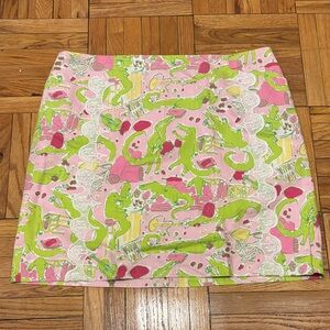 Lilly Pulitzer Pink and Green Alligator Mini Skirt